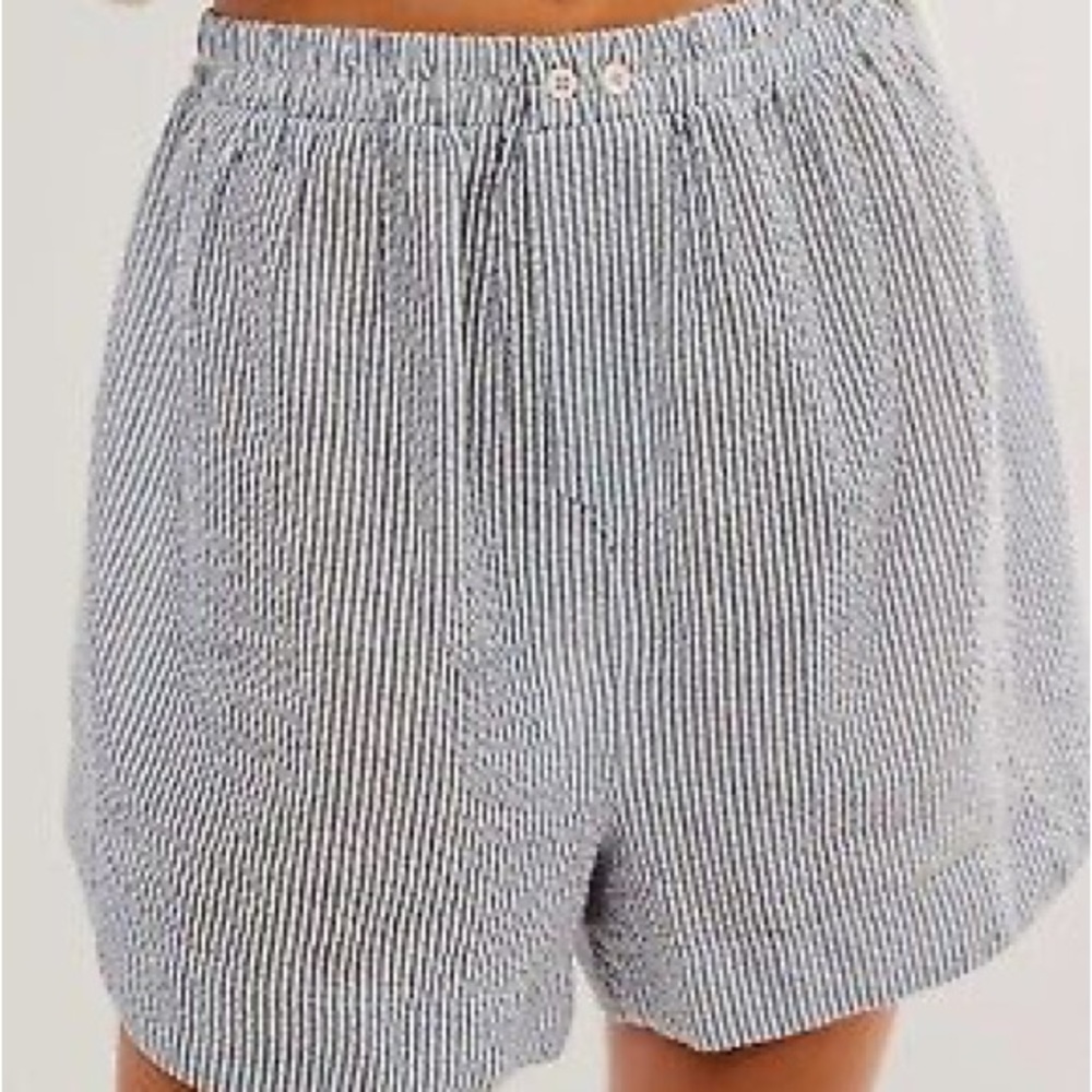 Free People High Waist Blue and White Striped boxer shorts